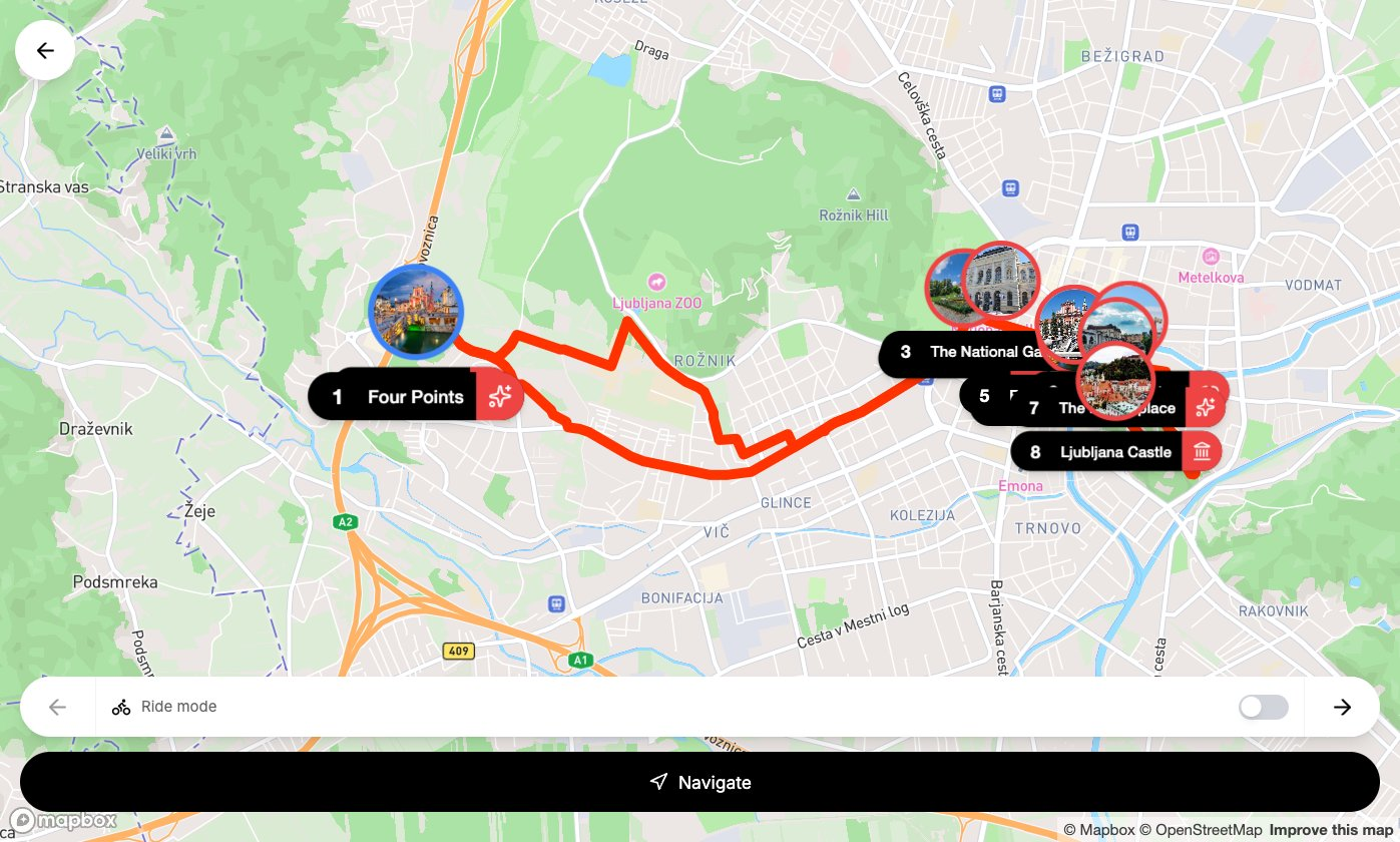 Tour map of In Plečnik's Footsteps cycling route in Ljubljana